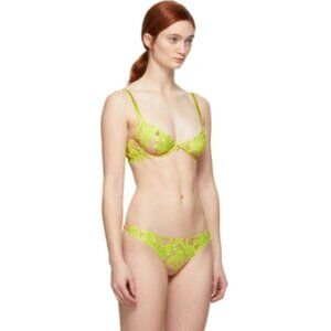 Fleur Du Mal Neon Lily Bra & Thong Set - 32D / M